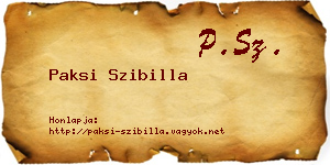 Paksi Szibilla névjegykártya
